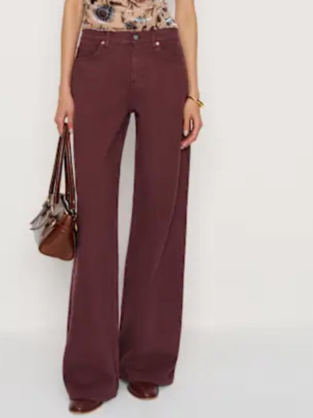 Reformation Cary Low Rise Slouchy Wide Leg Jeans - Blackberry